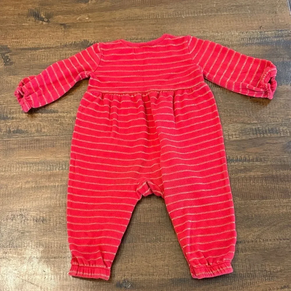 Hanna Andersson Red and Gold Striped Baby romper - Picture 5 of 6